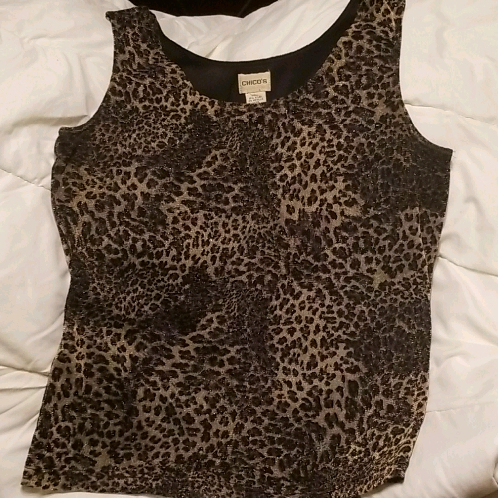 Ladies Chicos Sz 2 Animal Print Shell, Gently Worn - Picture 1 of 3